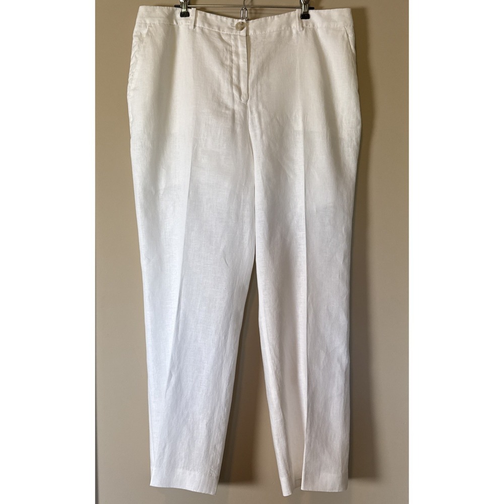Talbots 100% Linen Southampton Pants Women's 16‎ White Partially Lined Coastal